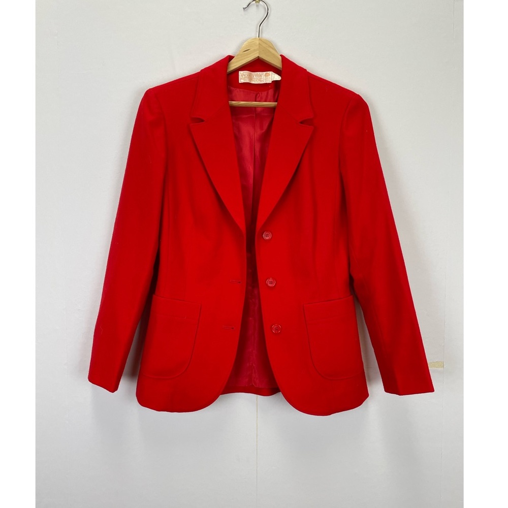 Pendleton Vintage Red Virgin Wool Triple Button Blazer 8